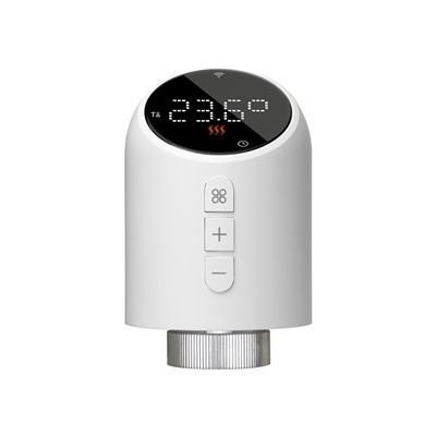 Juodo apvalaus ekrano „Wi-Fi“ radiatoriaus valdymo pavara TRV{0}}WF